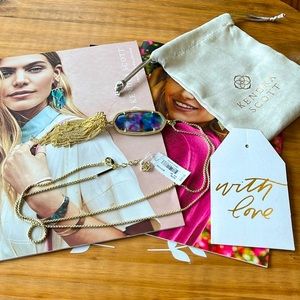 Kendra Scott Tie Dye Illusion Rayne Tassel Necklace 14K Gold | New